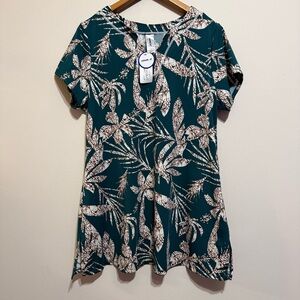 Swimsuits For All NWT Green Floral V neck Dress Size 14